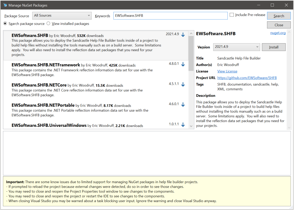 Manage NuGet Packages